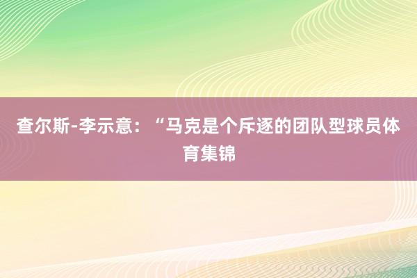 查尔斯-李示意：“马克是个斥逐的团队型球员体育集锦