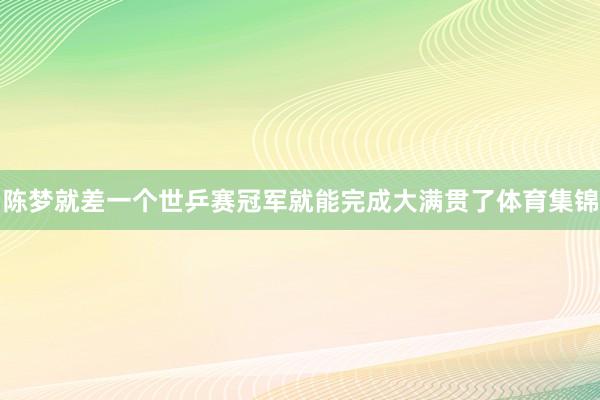 陈梦就差一个世乒赛冠军就能完成大满贯了体育集锦