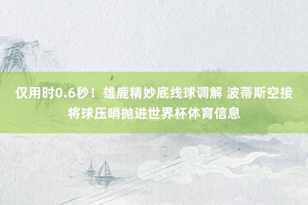 仅用时0.6秒！雄鹿精妙底线球调解 波蒂斯空接将球压哨抛进世界杯体育信息