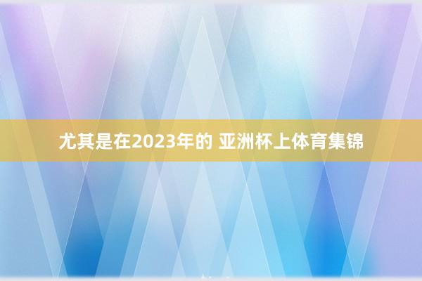 尤其是在2023年的 亚洲杯上体育集锦