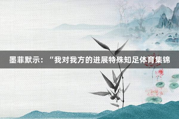 墨菲默示:“我对我方的进展特殊知足体育集锦