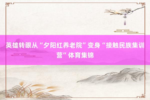 英雄转眼从“夕阳红养老院”变身“接触民族集训营”体育集锦