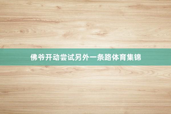 佛爷开动尝试另外一条路体育集锦