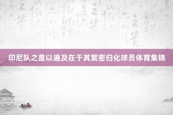 印尼队之是以遍及在于其繁密归化球员体育集锦