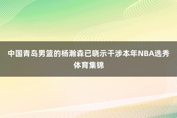 中国青岛男篮的杨瀚森已晓示干涉本年NBA选秀体育集锦