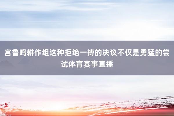 宫鲁鸣耕作组这种拒绝一搏的决议不仅是勇猛的尝试体育赛事直播