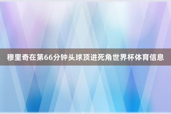 穆里奇在第66分钟头球顶进死角世界杯体育信息