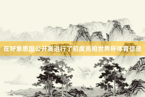 在好意思国公开赛进行了初度亮相世界杯体育信息