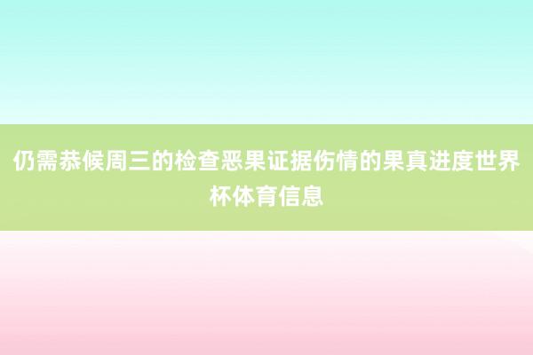 仍需恭候周三的检查恶果证据伤情的果真进度世界杯体育信息