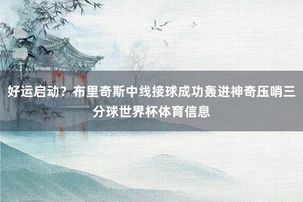 好运启动？布里奇斯中线接球成功轰进神奇压哨三分球世界杯体育信息