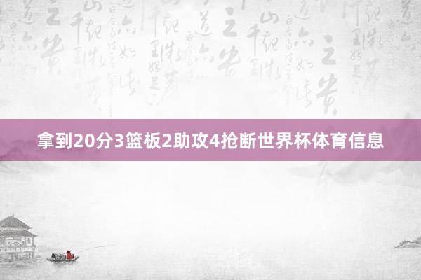 拿到20分3篮板2助攻4抢断世界杯体育信息