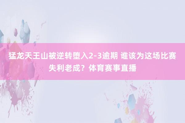 猛龙天王山被逆转堕入2-3逾期 谁该为这场比赛失利老成？体育赛事直播
