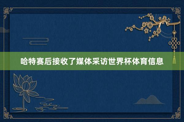 哈特赛后接收了媒体采访世界杯体育信息