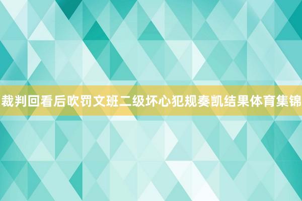 裁判回看后吹罚文班二级坏心犯规奏凯结果体育集锦