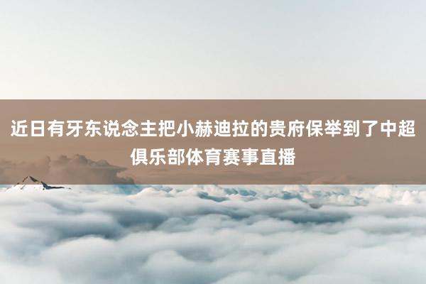 近日有牙东说念主把小赫迪拉的贵府保举到了中超俱乐部体育赛事直播