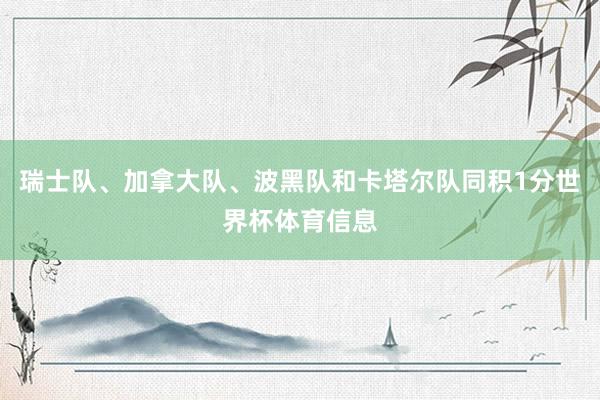 瑞士队、加拿大队、波黑队和卡塔尔队同积1分世界杯体育信息